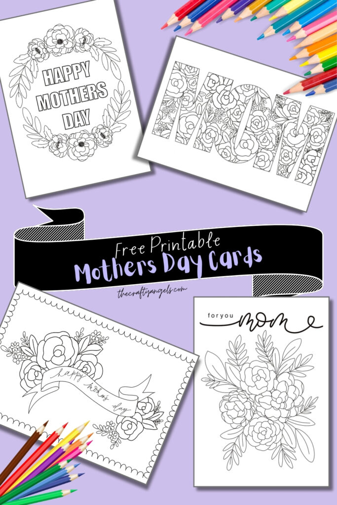 Free Printable Mothers Day cards for coloring 