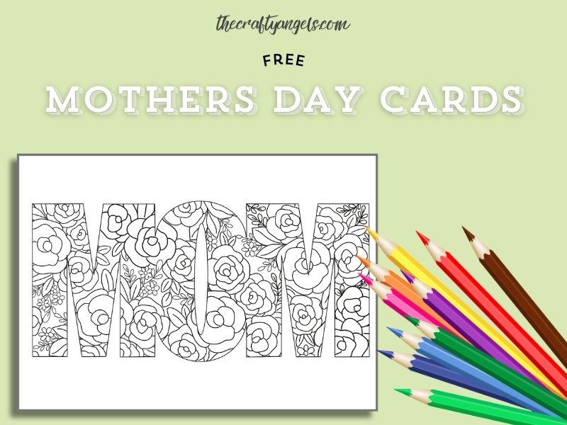 Free Printable mothers day card for coloring floral bold letter