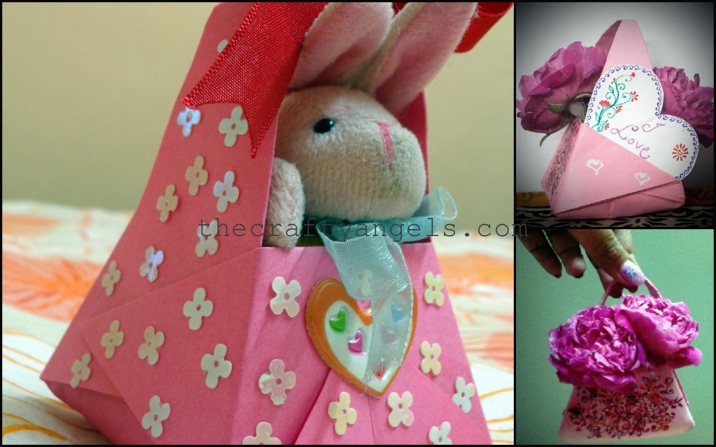 Kids paper craft : Origami basket #3