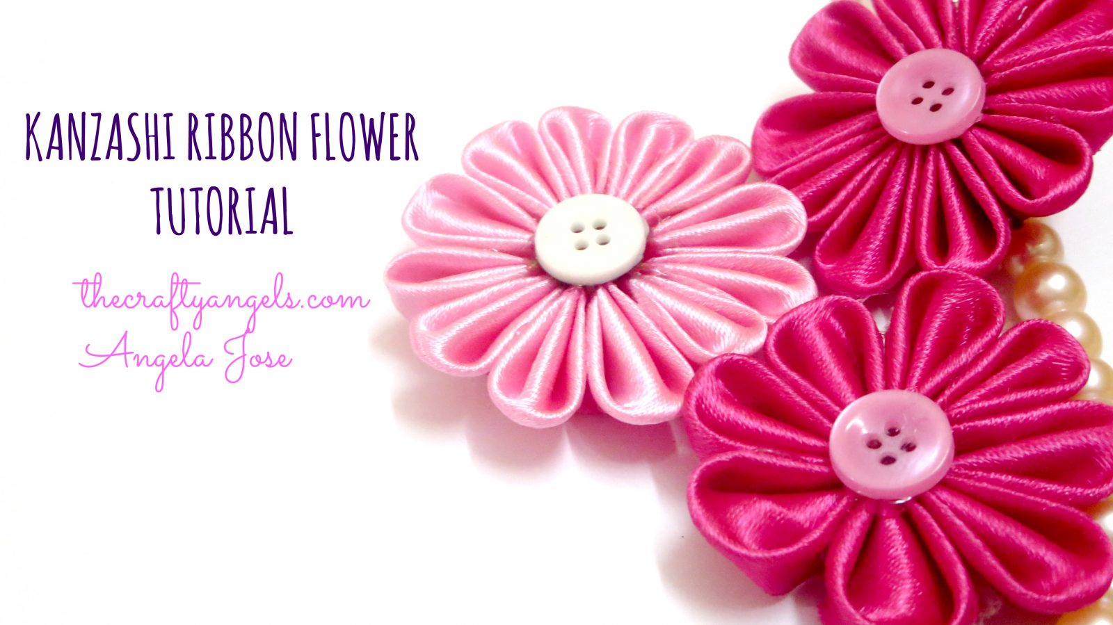 Kanzashi ribbon flower tutorial The Crafty Angels
