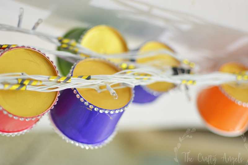 Diwali Craft : Colorful Paper Cup Diwali Lights garland » The Crafty Angels