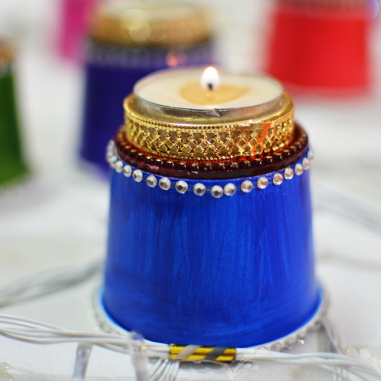 Diwali Craft : Colorful Paper Cup Diwali Lights garland » The Crafty Angels