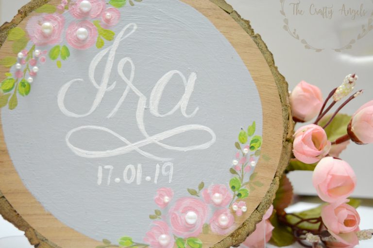 Hand Painted Wood Slice Name Board