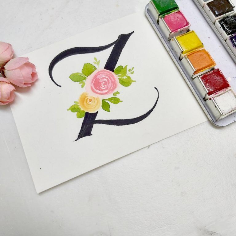 floral monogram alphabet z