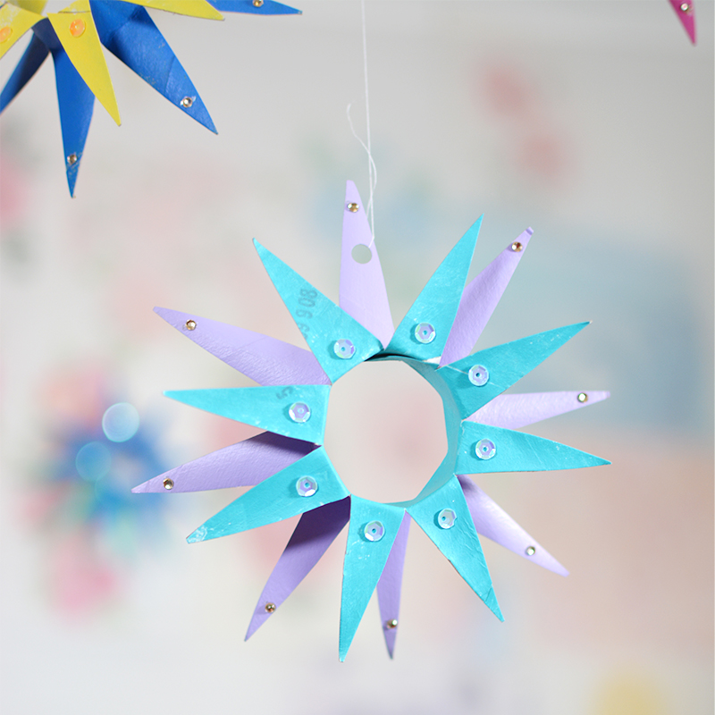 Beautiful Recycled Christmas Star DIY toilet paper roll christmas start paper snowflake kids craft