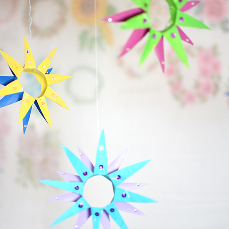 Beautiful Recycled Christmas Star DIY toilet paper roll christmas start paper snowflake kids craft
