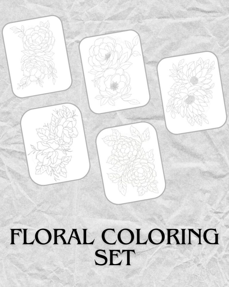 Botanical Floral Coloring Sheets Set of 5 » The Crafty Angels